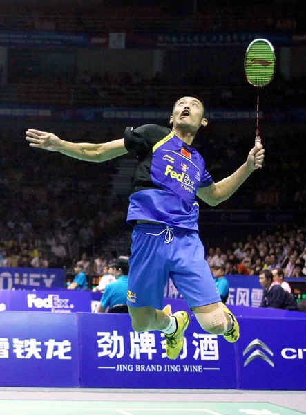 Chinas Lin Dan Devuelve Una Oportunidad Contra Simon Santoso Indonesia — Foto de Stock