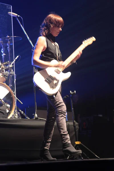 Chrissie Hynde Vocalist Guitarist British Rock Band Pretenders Performs Band — Stock Photo, Image
