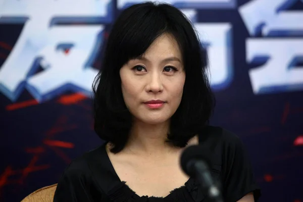 Китайський Американська Актриса Vivan Junmei Переговори Прес Конференції Свого Нового — стокове фото
