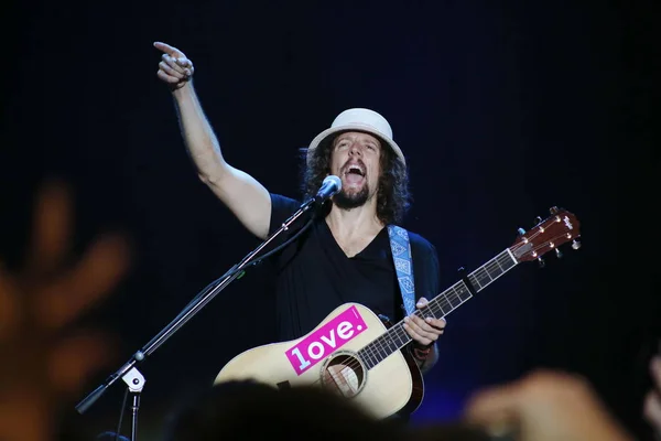 Americký Zpěvák Jason Mraz Provádět Jeho Koncert Šanghaji Grand Fázi — Stock fotografie