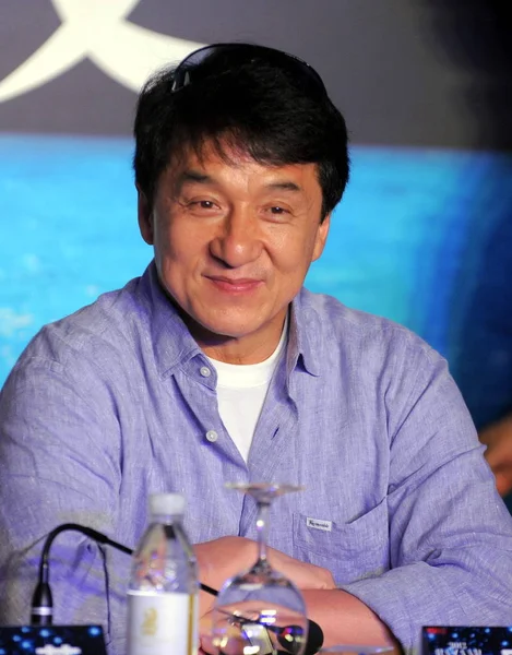 Суперзвезда Конг Джеки Чан Выступает Пресс Конференции Благотворительном Гала Концерте — стоковое фото