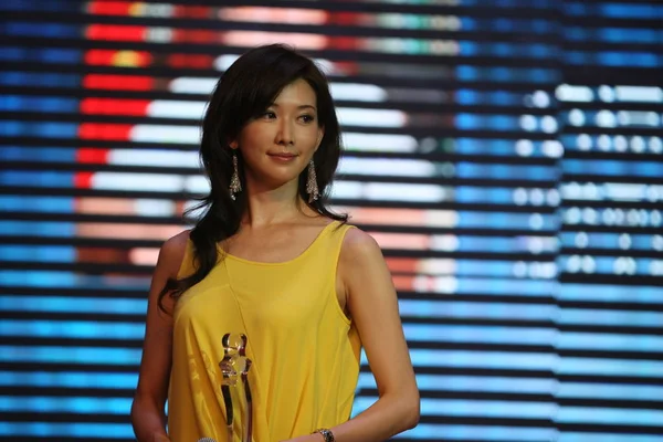 Modella Taiwanese Lin Chiling Posa Durante Attività Promozionale Gaomi Provincia — Foto Stock