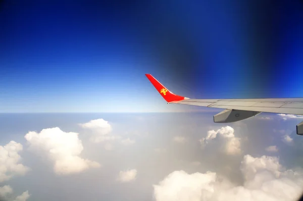 Uma Asa Avião Tianjin Airlines Imagem Sobre Céu China Julho — Fotografia de Stock