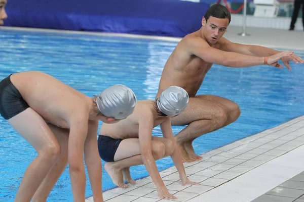 Medalhista Bronze Mergulho Olímpico Thomas Daley Grã Bretanha Certo Ensina — Fotografia de Stock