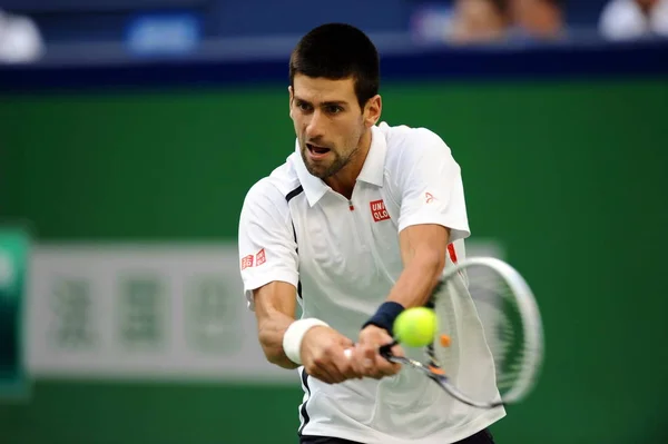 Novak Djokovic Serbiens Returnerar Ett Skott Mot Feliciano Lopez Spanien — Stockfoto