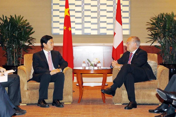 Zhong Shan Vice Ministro Comércio China Retratado Durante Cerimônia Abertura — Fotografia de Stock