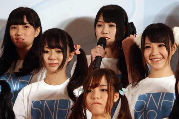 Mladé Dívky Čínské Pop Group Snh48 Účastní Obřadu Šanghaji Číně — Stock fotografie