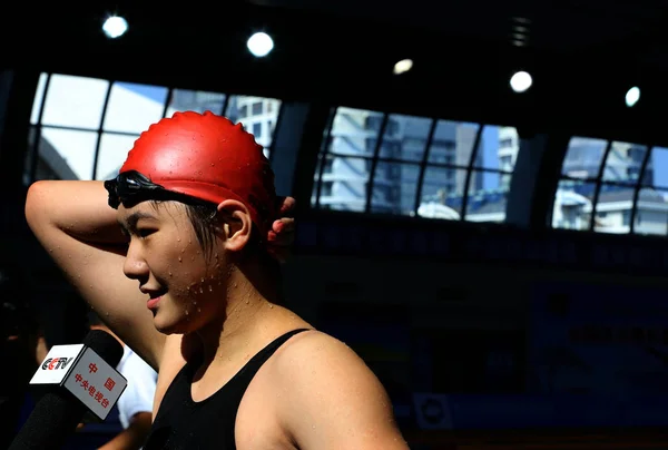 Čínská Olympijská Koupaliště 400 Světový Držitel Rekordního Rekordu Shiwen Dotazuje — Stock fotografie