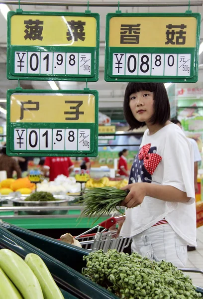 Kinesisk Kundebutik Grøntsager Supermarked Tancheng Amt Linyi East Chinas Shandong - Stock-foto