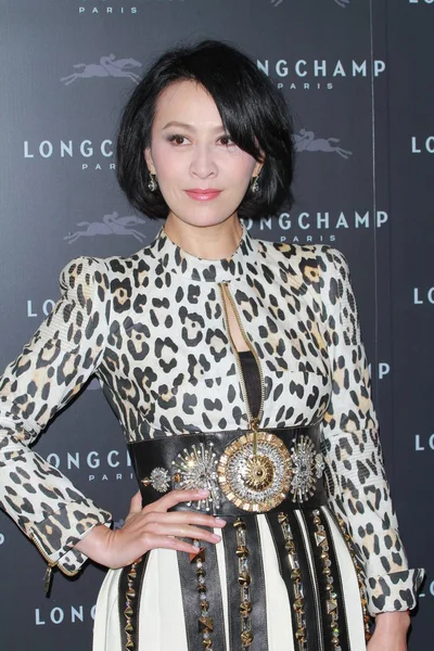 フランス語の新しいストアの開会式で香港女優カリーナ ポーズ ファッション家 中国でロンシャン 2012 — ストック写真
