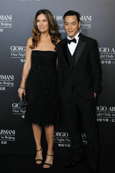 Actor Hong Kong Daniel Actriz Estadounidense Brooke Shields Posan Ceremonia — Foto de Stock