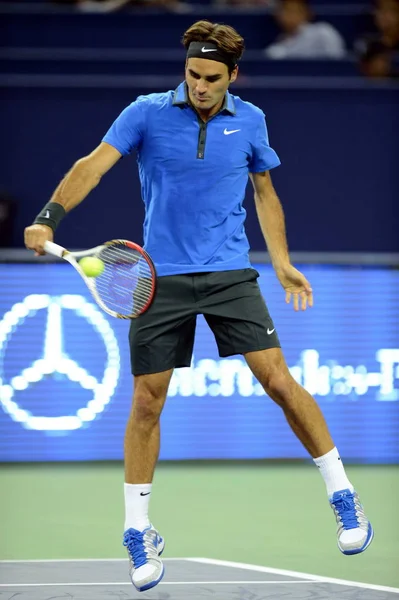 Roger Federer Switzerland Returns Shot Yen Hsun Taiwan Second Match — Stock Photo, Image