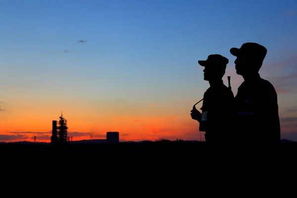 Soldados Chinos Hacen Guardia Puesta Sol Cerca Plataforma Lanzamiento Donde —  Fotos de Stock