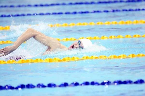 Olimpiai Bajnok Yang Versenyez Döntőben Férfi 400M Freestyle Úszás Esemény — Stock Fotó