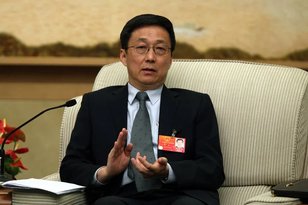 Shanghai Mayor Han Zheng Speaks Meeting Fifth Session 11Th Npc — Stock Photo, Image