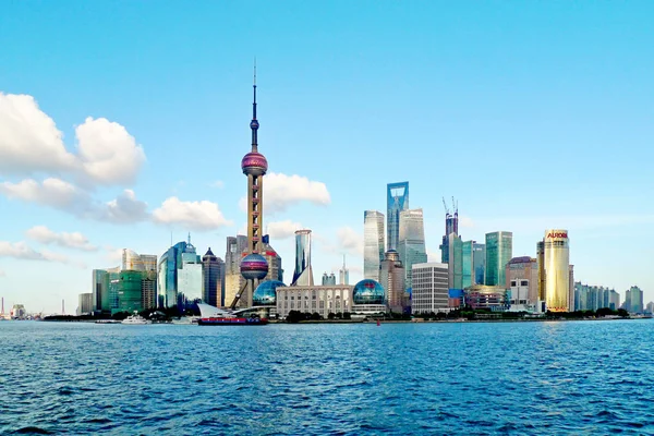 Skyline Van Lujiazui Financial District Met Wolkenkrabbers Hoogbouw Pudong Shanghai — Stockfoto