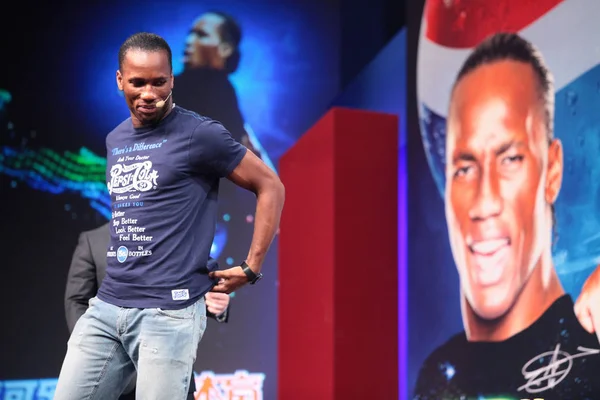 Didier Drogba Shanghai Shenhua Looks Promotional Event Press Conference Pepsico — Stock Photo, Image