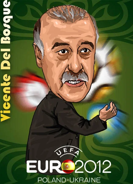 Karikatúra Illusztráció Uefa Európa Labdarúgó Bajnokság 2012 Mutatja Vezetőedző Vicente — Stock Fotó
