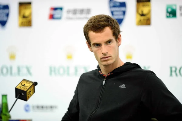 Andy Murray Grã Bretanha Ouve Uma Coletiva Imprensa Torneio Tênis — Fotografia de Stock