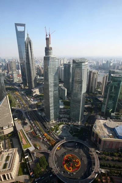 Skyline Van Lujiazui Financial District Met Twin Towers Van Ifc — Stockfoto