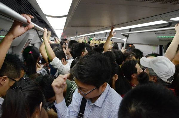 Pasajeros Abarrotan Metro Beijing China Julio 2012 — Foto de Stock