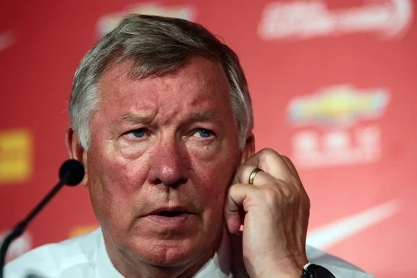 Capo Allenatore Sir Alex Ferguson Partecipa Una Conferenza Stampa Dopo — Foto Stock