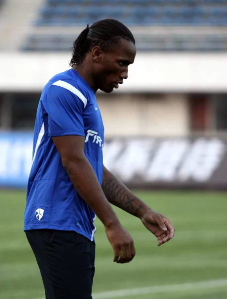 Shanghai Shenhuas Spieler Didier Drogba Während Einer Trainingseinheit Zur Vorbereitung — Stockfoto