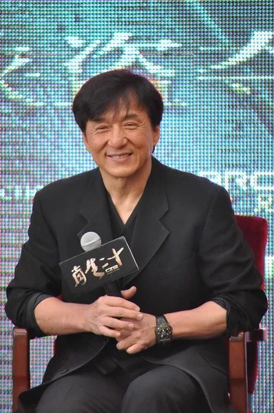 Superstar Del Kungfu Hong Kong Jackie Chan Partecipa Una Conferenza — Foto Stock