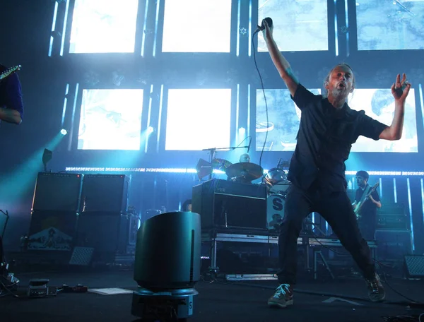 Banda Británica Rock Radiohead Actúa Durante Concierto Taipei Taiwán Julio — Foto de Stock