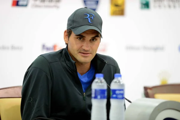 Roger Federer Suiza Habla Conferencia Prensa Para Torneo Tenis Shanghai — Foto de Stock