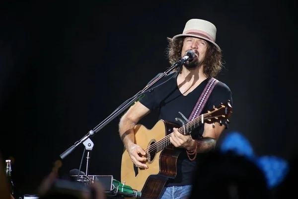 Amerikaanse Zanger Jason Mraz Presteren Zijn Concert Shanghai Grand Stage — Stockfoto