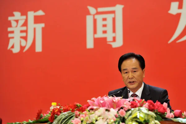 Cai Mingzhao Mluvčí Národního Kongresu Komunistické Strany Číny Cpc Šéfredaktor — Stock fotografie