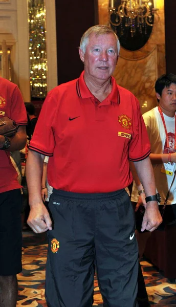 Manchester United Manager Alex Ferguson Retratado Durante Uma Conferência Imprensa — Fotografia de Stock