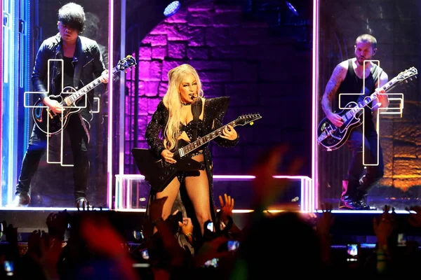 Cantante Estadounidense Lady Gaga Actúa Durante Concierto Born Way Ball — Foto de Stock