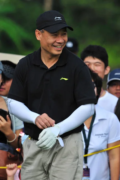 Campeão Olímpico Chinês Ginástica Ning Presidente Ning Reage Durante Torneio — Fotografia de Stock