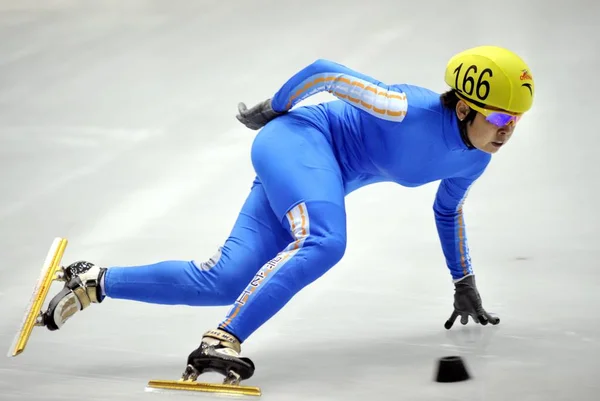 Китайський Зимових Олімпійський Чемпіон Ковзанярський Спорт Ван Менг Фото Вона — стокове фото