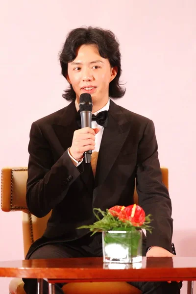 Kinesiska Pianisten Yundi Avbildas Hans Undertecknandeceremonin Med Universal Music Beijing — Stockfoto