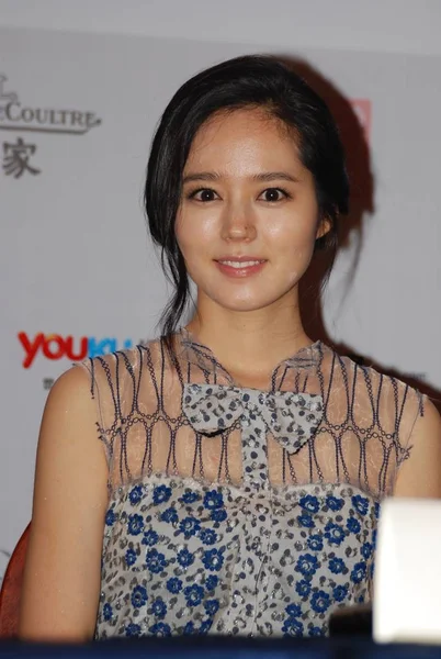Południowokoreańska Aktorka Han Uśmiechy Konferencji Prasowej Dla Jej Nowego Filmu — Zdjęcie stockowe