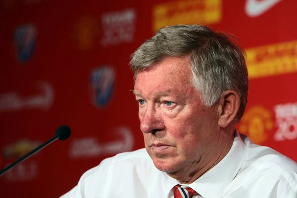 Capo Allenatore Sir Alex Ferguson Partecipa Una Conferenza Stampa Dopo — Foto Stock