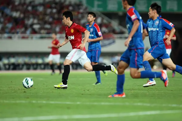 Shinji Kagawa Manchester United Vlevo Kapky Proti Shanghai Shenhua Jejich — Stock fotografie