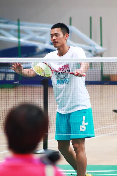 Chińskie Badminton Superstar Lin Dan Jest Zdjęciu Podczas Spotkania Fanów — Zdjęcie stockowe