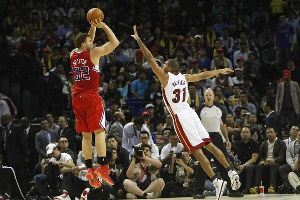 Shane Battier Miami Heat Right Jumps Block Shot Blake Griffin — Stock Photo, Image