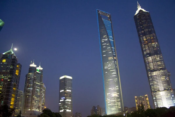 File Night View Shanghai World Financial Center Jin Mao Tower — стоковое фото