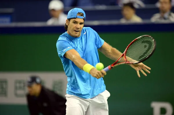 Tommy Haas Niemiec Zwraca Strzał Ivanem Ljubičiciem Serbii Ćwierćfinałach Single — Zdjęcie stockowe