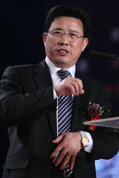 Liang Wengen Presidente Sany Group Habla Ceremonia Entrega Los Premios — Foto de Stock