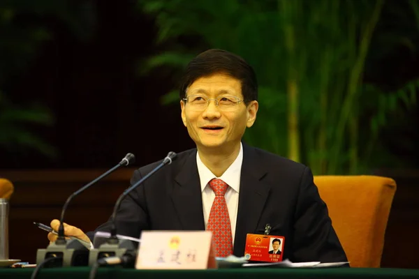 2012年3月6日 中国公安部部长孟建柱在十一届全国人大五次会议期间发言 — 图库照片