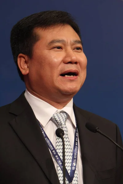 Zhang Jindong Président Suning Appliance Ltd Prononce Discours Lors Conférence — Photo