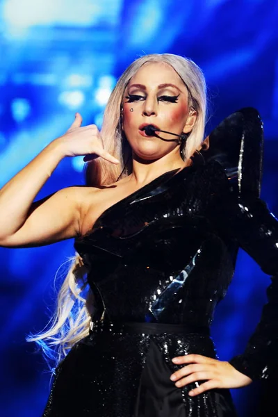 American Singer Lady Gaga Performs Concert Born Way Ball Hong — Stock Photo, Image