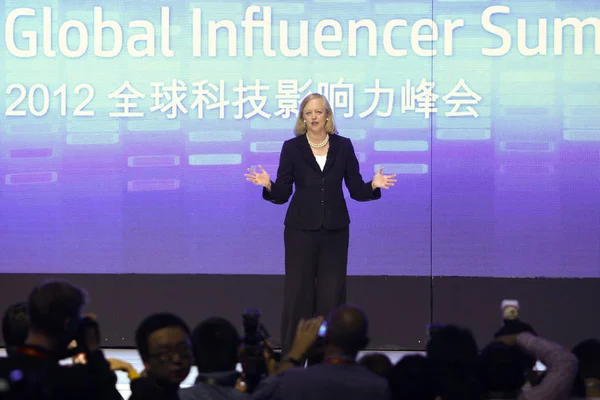 Hewlett Packard President Ceo Meg Whitman Delivers Speech Global Influencer — Stock Photo, Image