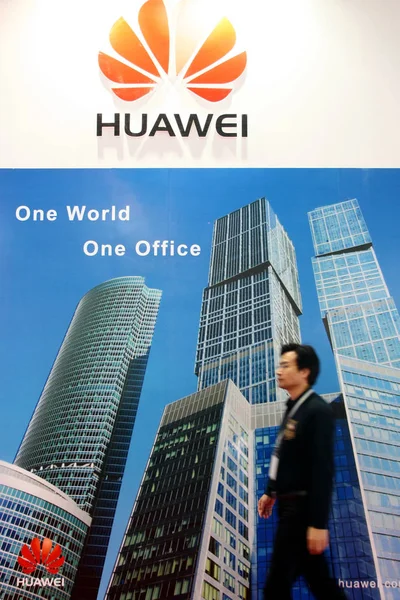 Реклама Huawei Выставке Шанхае Китай Октября 2011 — стоковое фото